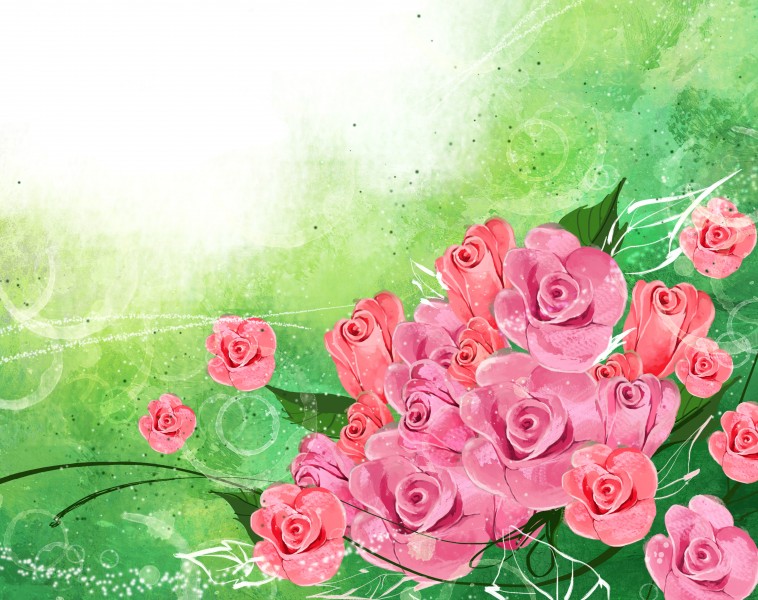 手绘玫瑰素材图(6张高清图片)
